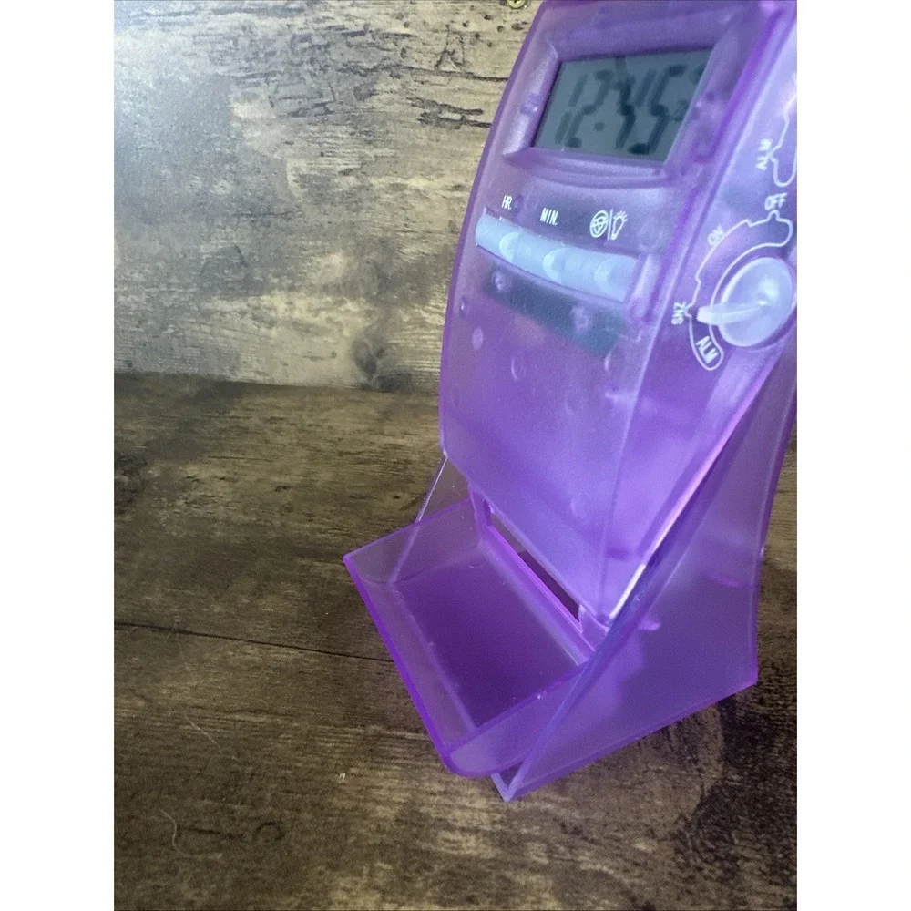 Vintage Purple See Through Pharmaceutical Desk Clock Tested And Working Clean
